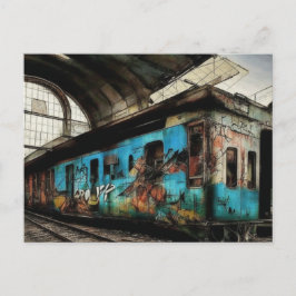 Cartão Postal Comboio abandonado com arte urbana de Grafite