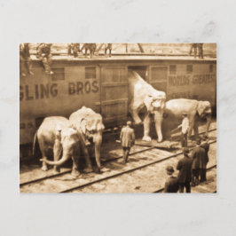 Cartão Postal Comboio Elefante de Anel de Lanterna Mágica