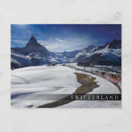 Cartão Postal Comboio ferroviário de Gornergrat e Matterhorn em