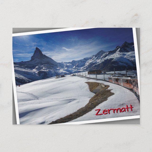 Cartão Postal Comboio ferroviário de Gornergrat e Matterhorn em  (Frente)