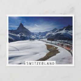 Cartão Postal Comboio ferroviário de Gornergrat e Matterhorn em