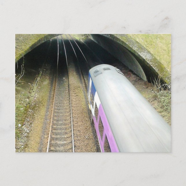 Cartão Postal Comboio Roxo, Caminhos Ferroviários, Túnel, Viagem (Frente)