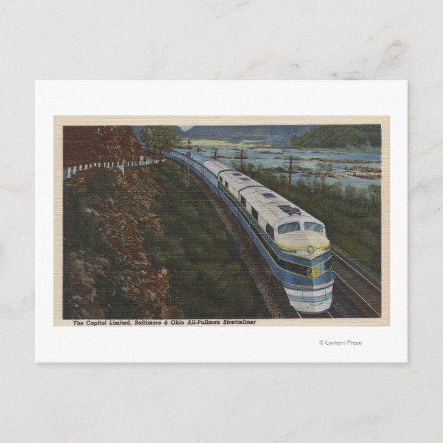 Cartão Postal Comboio - Streamlining através de Potomac (Frente)
