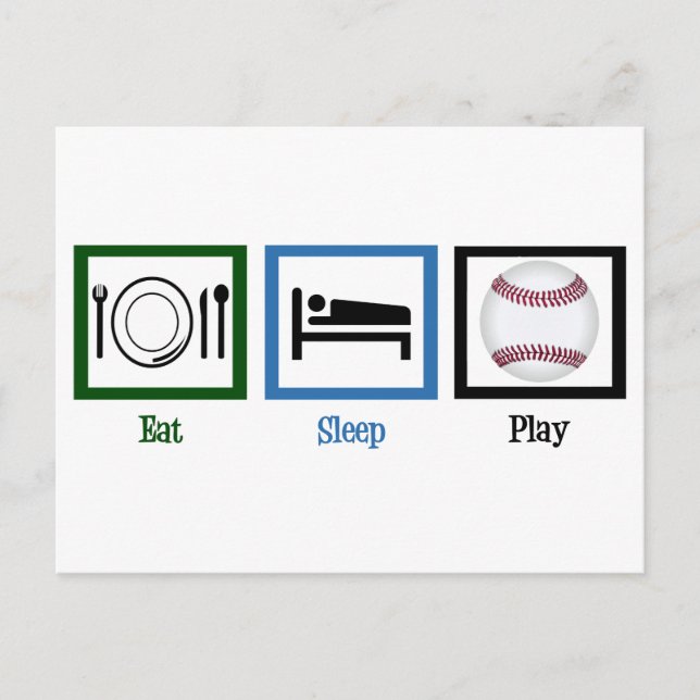 Cartão Postal Come Sleep Play Baseball (Frente)