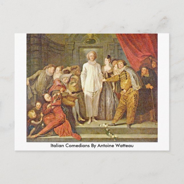 Cartão Postal Comediantes Italianos Por Antoine Watteau (Frente)