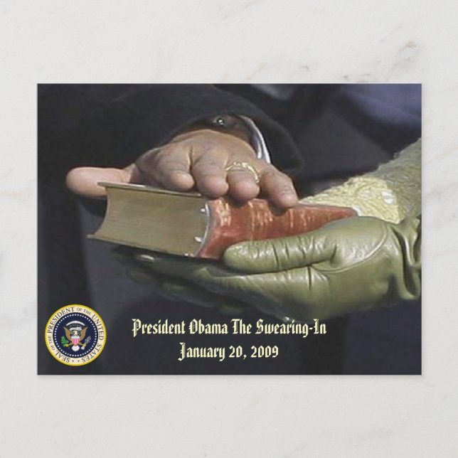 Cartão Postal Comemorativo do Presidente Obama THE SWEARING IN (Frente)