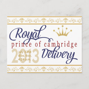 Cartão Postal Comemorativo do Príncipe de Cambridg