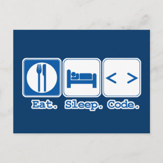 Cartão Postal comer dormir codificar (html)