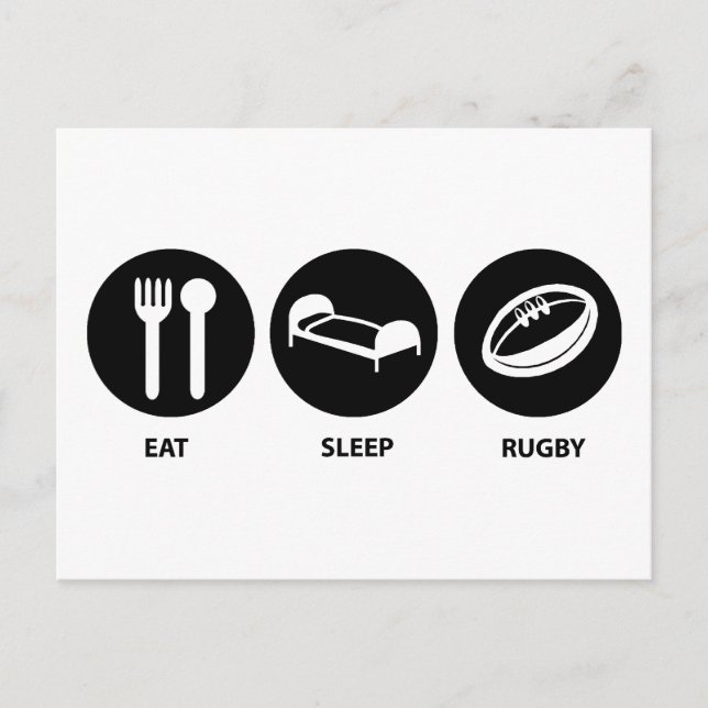 Cartão Postal Comer Dormir Rugby (Frente)