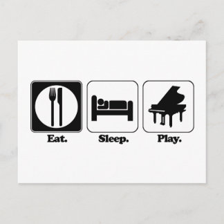 Cartão Postal comer dormir tocar piano