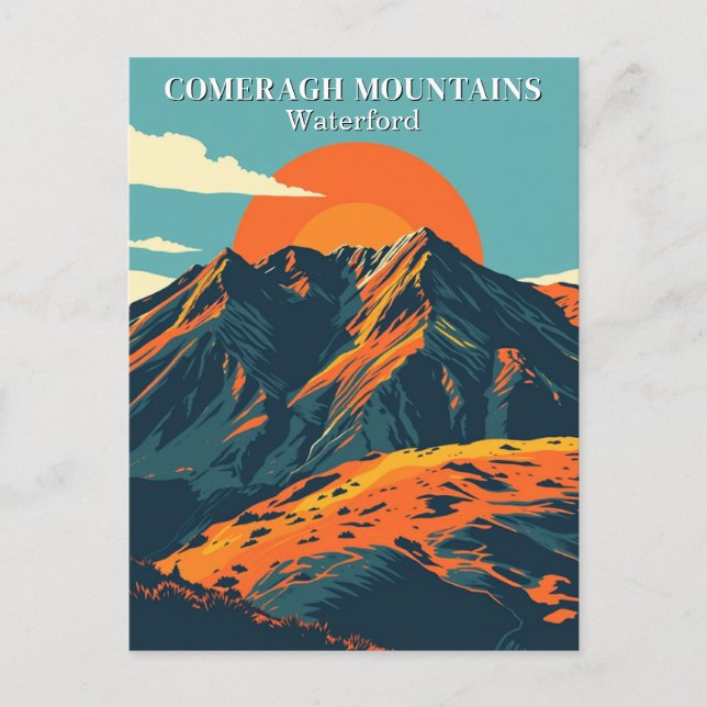 Cartão Postal Comeragh Mounains Irlanda Viagens vintage irlandês (Frente)
