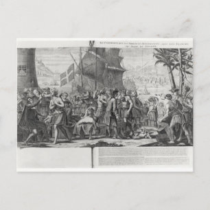 Cartão Postal Comércio entre os índios mexicanos e os franceses