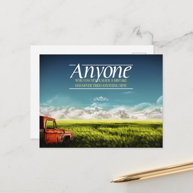 Cartão Postal "Cometer erros" Citação Inspiracional (Frente/Verso In Situ)