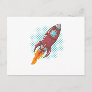 Cartão Postal Comic Rakete Raumschiff Weltall Flugkörper