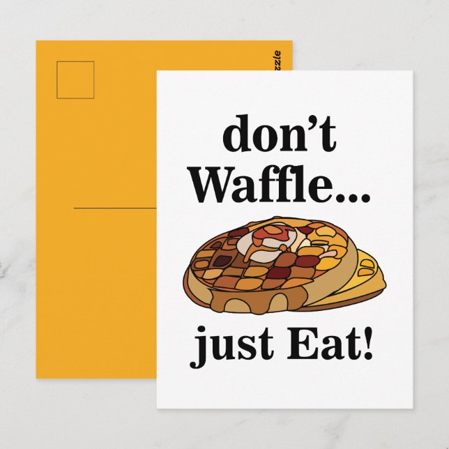 Cartão Postal Comida de Sobremesa de Waffle Engraçada (Frente/Verso)