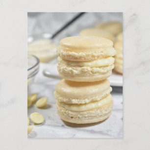 Cartão Postal Comida Fotografia Coconut White Chocolate Macaron