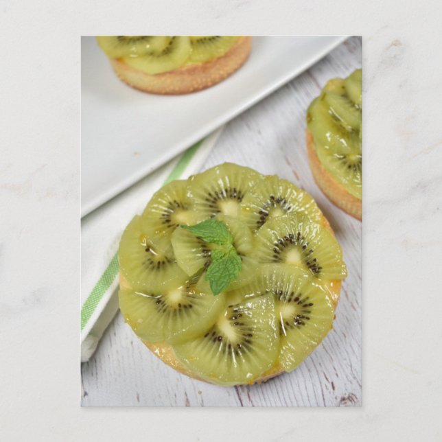 Cartão Postal Comida Fotografia Fruta Kiwi Tartlet Pastris (Frente)