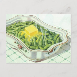 Cartão Postal Comida Vintage, Casserol Verde Bean com Manteiga