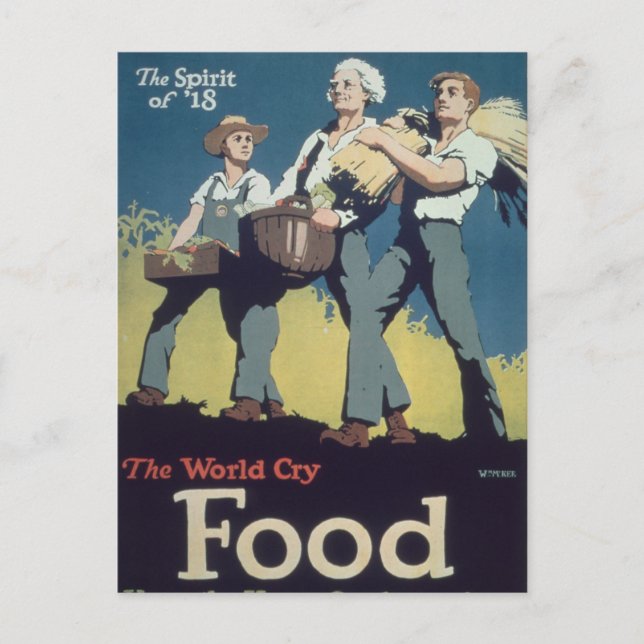 Cartão Postal Comida WWI - Cartoon Vintage (Frente)