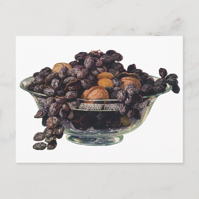 Cartão Postal Comidas, Nozes e Amêndoas, Frutas e Loucos (Frente)