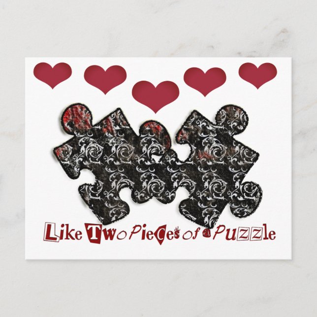 Cartão Postal Como Duas Peças de um Quebra-Cabeça (Frente)