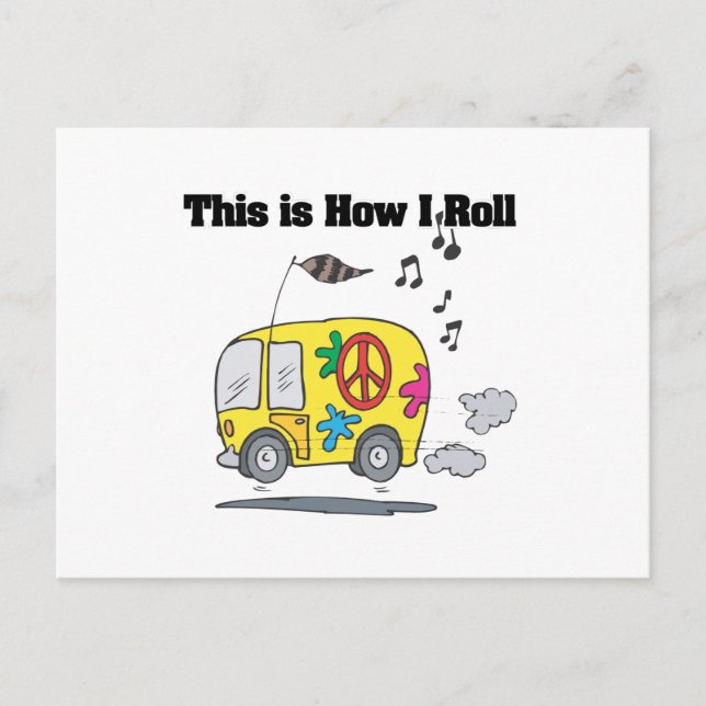 Cartão Postal Como eu rodo (Van hippie) (Frente)