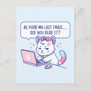 Cartão Postal Como Mia Meu Último E-mail - Humor Felino Divertid