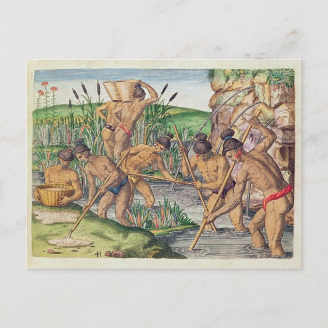 Cartão Postal Como os índios coletam Dourados dos Streams (Frente)