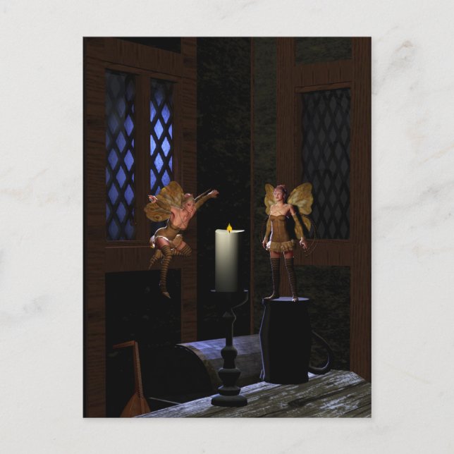 Cartão Postal Como uma mariposa para uma arte de fada de chama. (Frente)