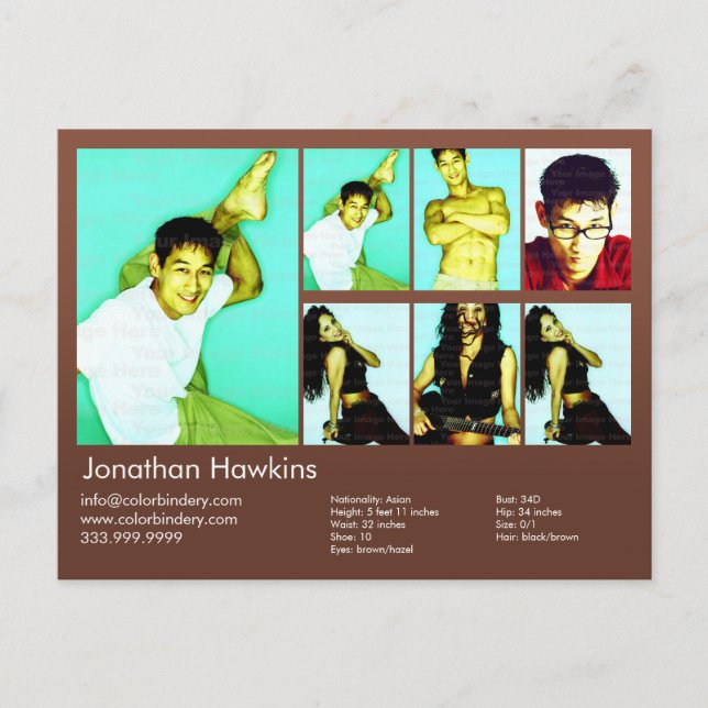 Cartão Postal Comp de Captura de Cabeça Marrom de Ator Lado e Mo (Frente)