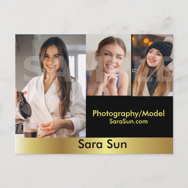 Cartão Postal Comp de Captura de Cabeçalho de Ator e Modelo com  (Frente)