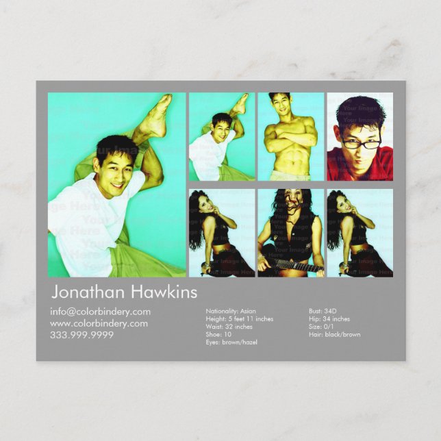 Cartão Postal Comp. de Cinza de Luz Ator & Modelo (Frente)