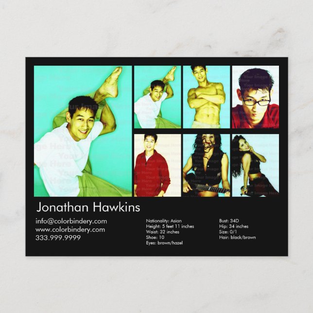 Cartão Postal Comp. Preto Ator & Modelo (Frente)