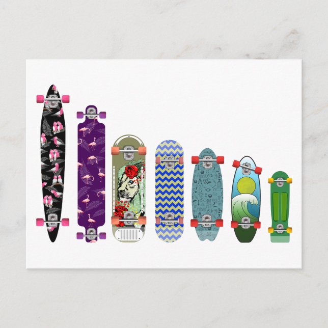 Cartão Postal Comparação de tamanho de skate (Frente)