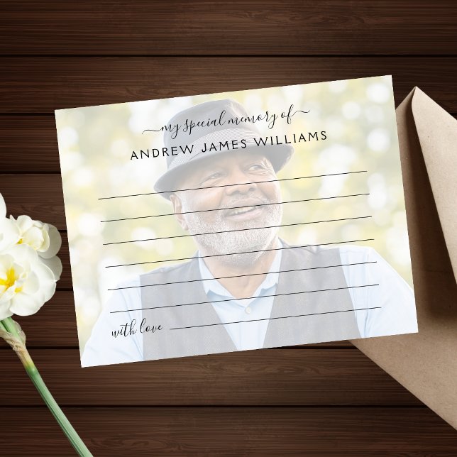 Cartão Postal Compartilhar um Funeral de Fotografia de Memória (Share A Memory Photo Card)