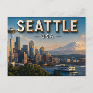 Cartão Postal Compartilhe Memórias de Viagem de Seattle