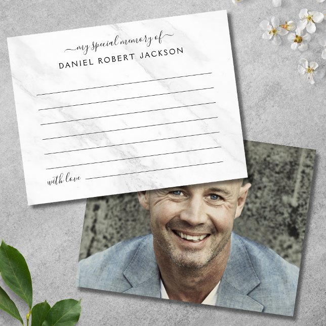 Cartão Postal Compartilhe Uma Memória Foto Funeral Marble Branco (Photo Share A Memory Card)