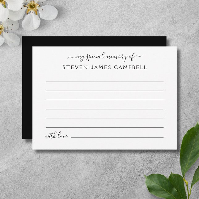 Cartão Postal Compartilhe Uma Memória Homenagem Funeral (Share a Memory Memorial Card)