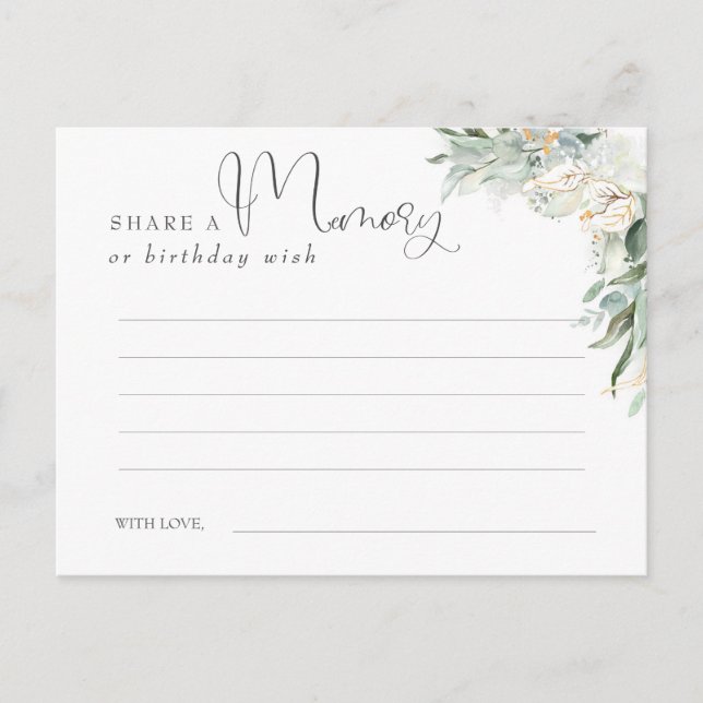 Cartão Postal Compartilhe uma memória ou desejar Dourado e verde (Frente)