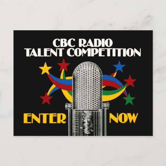 Cartão Postal Competição de rádio CBC para talentos - promoção (Frente)