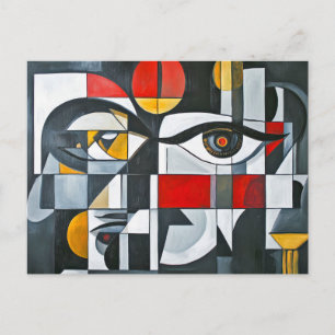 Cartão Postal Composição Abstrata Geométrica de Rosto