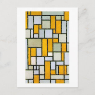 Cartão Postal Composição Amarelo e Cinzas, Mondrian