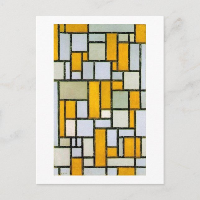 Cartão Postal Composição Amarelo e Cinzas, Mondrian (Frente)