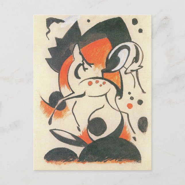 Cartão Postal Composição com Two Deer por Franz Marc (Frente)