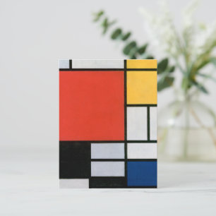 Cartão Postal Composição de Piet Mondrian Vermelho Amarelo Azul