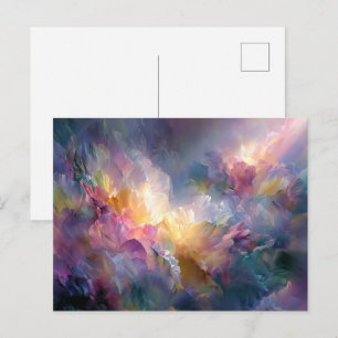 Cartão Postal Composição floral pastel abstrata brilhante