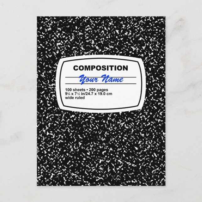Cartão Postal Composition Notebook Customizable (Frente)