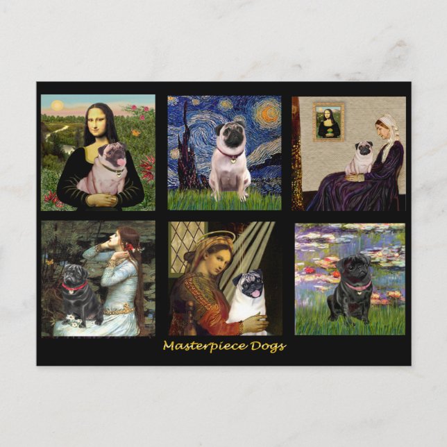 Cartão Postal Composto de Art Pug Famoso nº 1 (Frente)