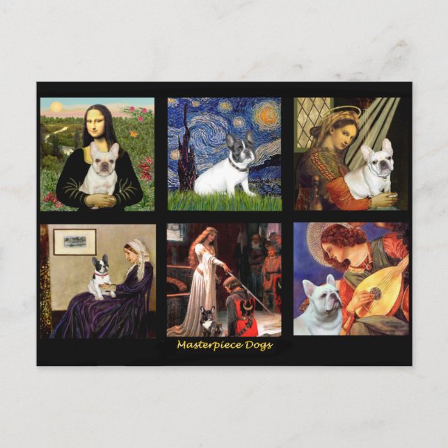 Cartão Postal Composto De Cão Touro Francês De Arte Famosa (Frente)