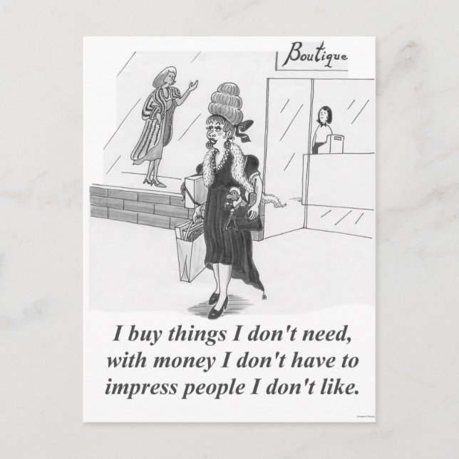 Cartão Postal Comprar Coisas, Comprar Senhora (Frente)